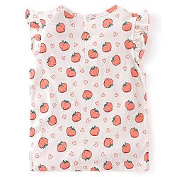 Babyhug 100% Cotton Half Sleeves Inner Tee with Dungaree With Fruits Embroidery - Pink & White