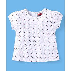 Babyhug 100% Cotton Knit Half Sleeves T-Shirt & Dungaree Set Fruit Print - Pink & Mint