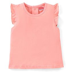 Babyhug 100% Cotton Knit Pomegranate Print  Dungaree with Half Sleeves Inner Tee - White & Pink