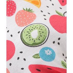 Babyhug 100% Cotton Knit Pomegranate Print  Dungaree with Half Sleeves Inner Tee - White & Pink
