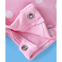 Babyhug 100% Cotton Polka Dots Printed Dungaree with Half Sleeves Striped Inner Tee - White & Pink