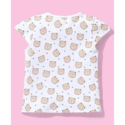 Babyhug Cotton Puff Print Dungaree with Bear Printed Half Sleeves Inner Tee - Mint