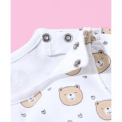 Babyhug Cotton Puff Print Dungaree with Bear Printed Half Sleeves Inner Tee - Mint