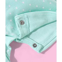 Babyhug Cotton Puff Print Dungaree with Bear Printed Half Sleeves Inner Tee - Mint