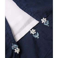 Babyhug Cotton Woven Three Fourth Sleeves Inner & Outer Set of Ethnic Dress with Floral Embroidery & Print - Navy Blue & White