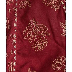 Babyhug Rayon Three Fourth Sleeves Foil Printed Overlaped Kurti & Palazzo Set with Dupatta - Maroon