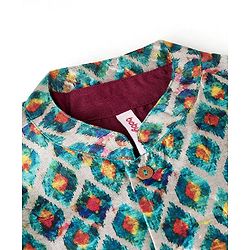 Babyhug 100% Cotton Full Sleeves Kurta Payjama Set With Waistcoat Kite Print - Purple & Blue