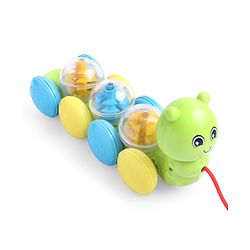 Babyhug Premium Caterpillar Pull Along Toy for Kids- Green| Pull String Plastic Pre-School Toys for Babies| Encourage Walking, Build Gross Motor Skills and Hand-Eye Coordination| BIS Certified| 18+ Months.