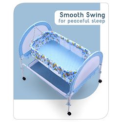 Babyhug Dream Time Cradle With Mosquito Net & Storage - Blue