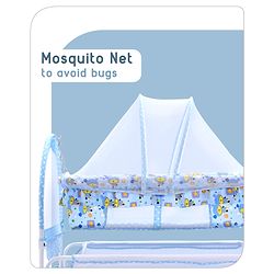 Babyhug Dream Time Cradle With Mosquito Net & Storage - Blue