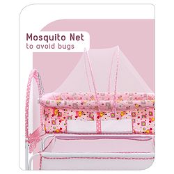 Babyhug Dream Time Cradle With Mosquito Net & Storage - Blue