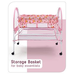 Babyhug Dream Time Cradle With Mosquito Net & Storage - Blue