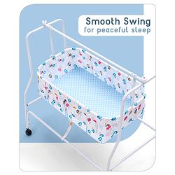 Babyhug Little Dreams Cradle with Mosquito Net & Wheels - Blue