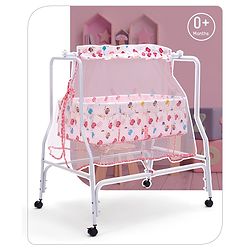 Babyhug Little Dreams Cradle with Mosquito Net & Wheels - Blue