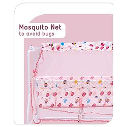 Babyhug Little Dreams Cradle with Mosquito Net & Wheels - Blue