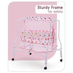 Babyhug Little Dreams Cradle with Mosquito Net & Wheels - Blue