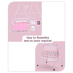 Babyhug Little Dreams Cradle with Mosquito Net & Wheels - Blue