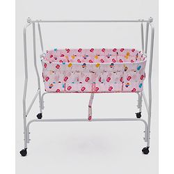 Babyhug Little Dreams Cradle with Mosquito Net & Wheels - Blue