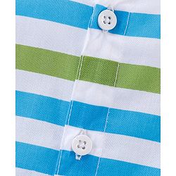 Babyhug 100% Cotton Woven Half Sleeve Striped Shirt - White & Blue