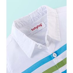 Babyhug 100% Cotton Woven Half Sleeve Striped Shirt - White & Blue