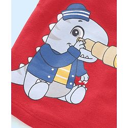 Babyhug 100% Cotton Antibacterial Half Sleeves Vests Dino Print Pack of 3 - Blue & Red