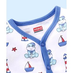 Babyhug 100% Cotton Antibacterial Half Sleeves Vests Dino Print Pack of 3 - Blue & Red
