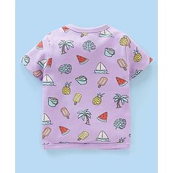 Babyhug 100% Cotton Antibacterial Half Sleeves Vests Boat & Palm Tree Print Pack of 3 - Purple & Yellow