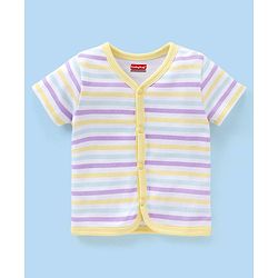 Babyhug 100% Cotton Antibacterial Half Sleeves Vests Boat & Palm Tree Print Pack of 3 - Purple & Yellow