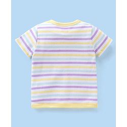 Babyhug 100% Cotton Antibacterial Half Sleeves Vests Boat & Palm Tree Print Pack of 3 - Purple & Yellow