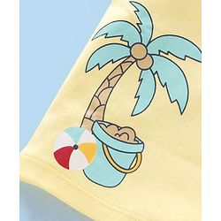 Babyhug 100% Cotton Antibacterial Half Sleeves Vests Boat & Palm Tree Print Pack of 3 - Purple & Yellow
