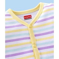 Babyhug 100% Cotton Antibacterial Half Sleeves Vests Boat & Palm Tree Print Pack of 3 - Purple & Yellow