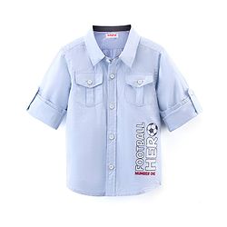Babyhug 100% Cotton Woven Full Sleeve Football Print Shirt - Blue