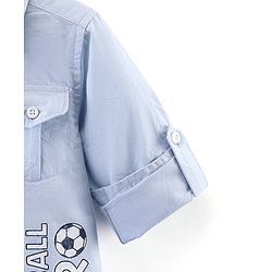 Babyhug 100% Cotton Woven Full Sleeve Football Print Shirt - Blue