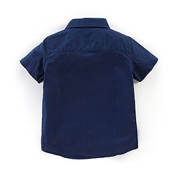 Babyhug 100% Cotton Woven Half Sleeves Shirt Lion Pocket Print - Navy Blue