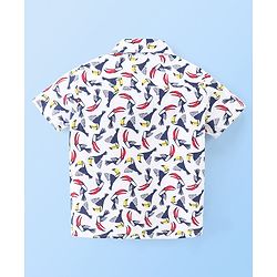 Babyhug 100% Cotton Woven Half Sleeves Bird Print Shirt - White