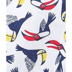 Babyhug 100% Cotton Woven Half Sleeves Bird Print Shirt - White