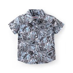 Babyhug 100% Cotton Woven Half Sleeves Regular Shirt Tropical Print - Grey