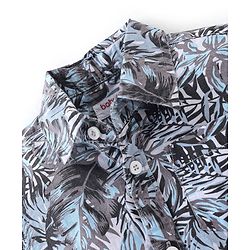 Babyhug 100% Cotton Woven Half Sleeves Regular Shirt Tropical Print - Grey