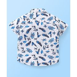 Babyhug Cotton Woven Half Sleeves Regular Collar Shirt Leaves Print- White