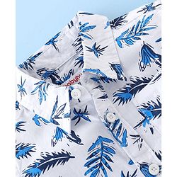 Babyhug Cotton Woven Half Sleeves Regular Collar Shirt Leaves Print- White