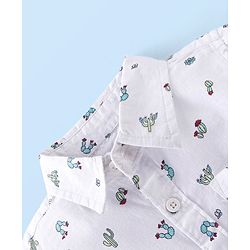 Babyhug 100% Cotton Woven Half Sleeves Regular Shirt Cactus Print - White