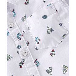 Babyhug 100% Cotton Woven Half Sleeves Regular Shirt Cactus Print - White