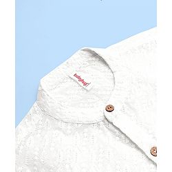 Babyhug 100% Cotton Woven Full Sleeves Leaf Embroidered Kurta with Pyjama Set - White