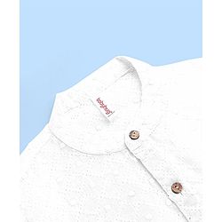 Babyhug 100% Cotton Woven Full Sleeves Square Embroidered Kurta with Pyjama Set - White