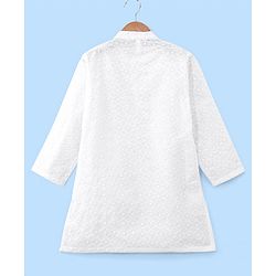 Babyhug 100% Cotton Woven Full Sleeves Square Embroidered Kurta with Pyjama Set - White
