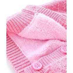 Babyhug Full Sleeves Hooded Sweater Cable Knit Design With Sequin Bow Detailing- Pink