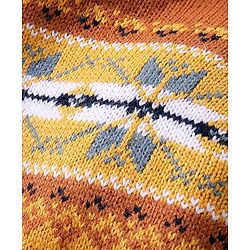 Babyhug Knit Full Sleeves Hooded Sweaters Argyle Design - Mustard & Brown