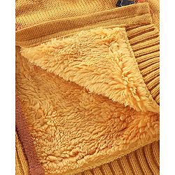 Babyhug Knit Full Sleeves Hooded Sweaters Argyle Design - Mustard & Brown