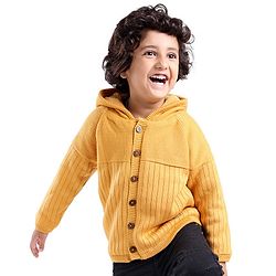 Babyhug Full Sleeves Hooded Sweater Solid- Yellow