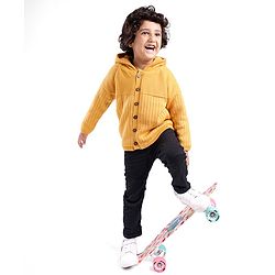 Babyhug Full Sleeves Hooded Sweater Solid- Yellow